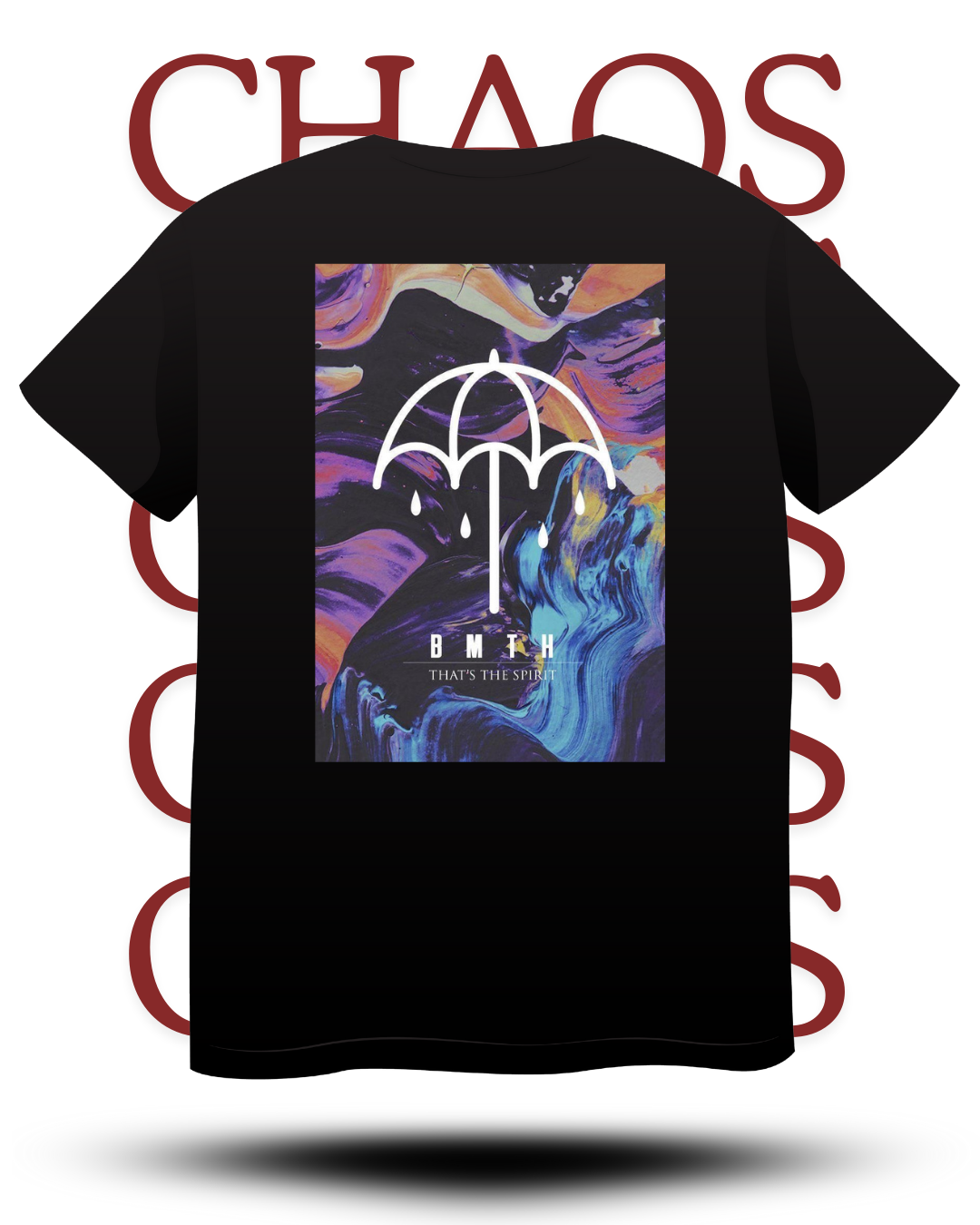 CHAOS – Black Down Shoulder Oversized Tee