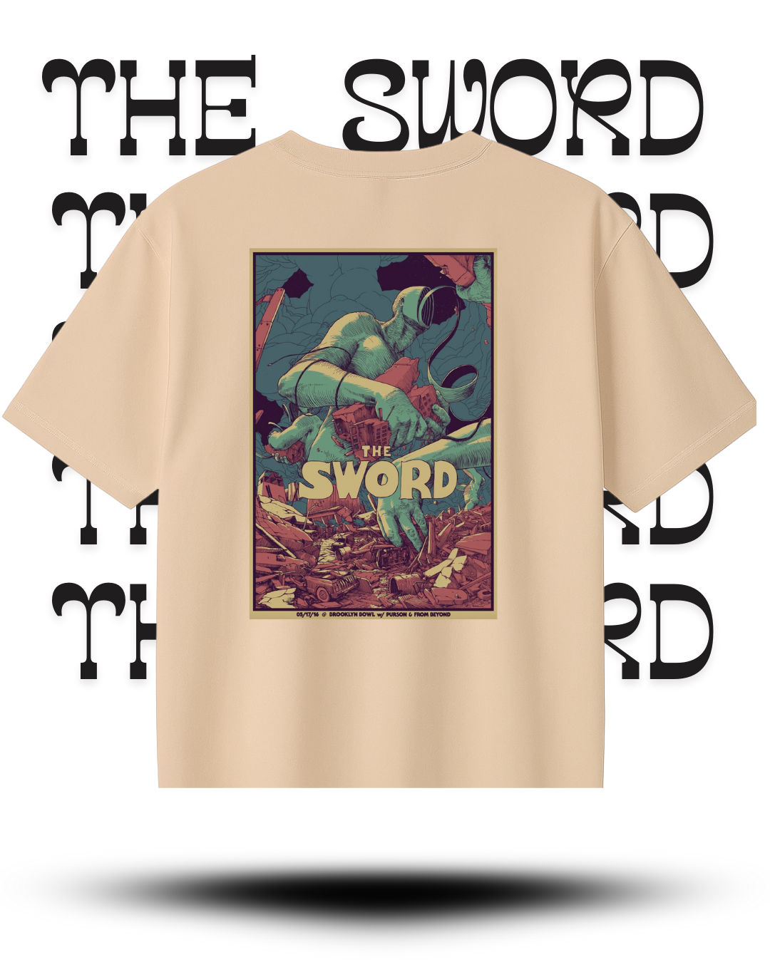 The Sword – Beige Oversized Graphic Tee