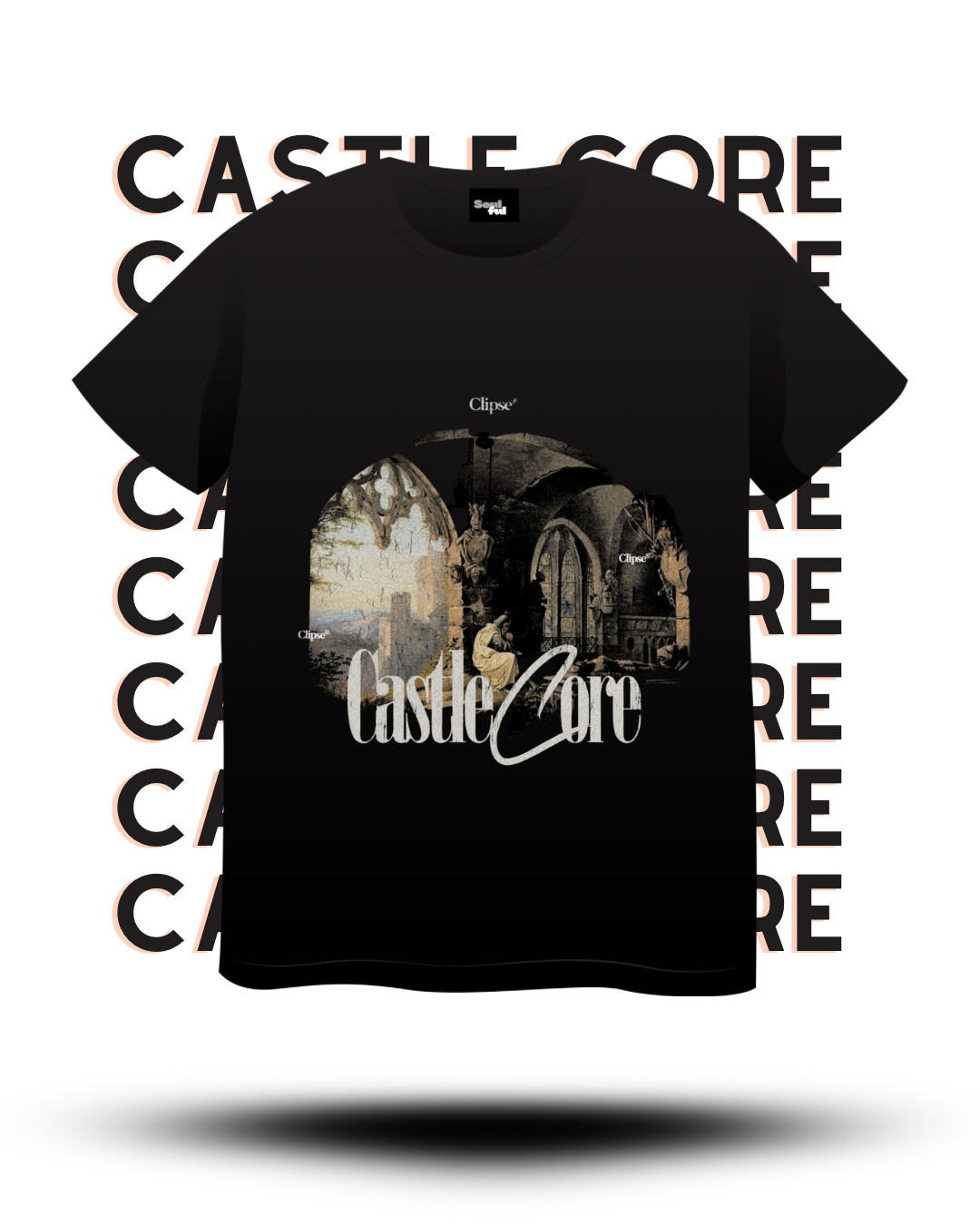 Castle Core – Black Down Shoulder Oversized Tee