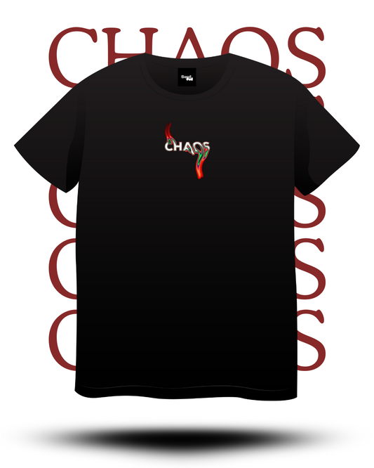 CHAOS – Black Down Shoulder Oversized Tee