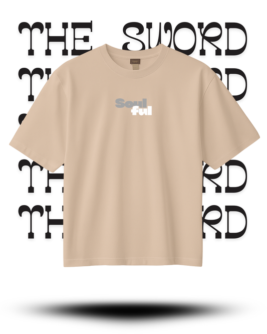 The Sword – Beige Oversized Graphic Tee